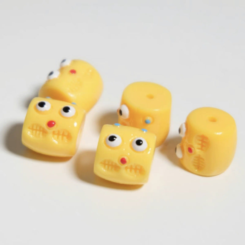 Wholesale 5pcs/pack Color Fun Little Monster Horizontal Hole Barrel Beads